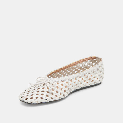 Edda Bone Woven Leather Ballet Flats - Dolce Vita