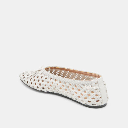 Edda Bone Woven Leather Ballet Flats - Dolce Vita
