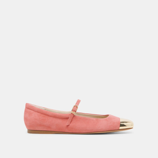 REYES TOE CAP BALLET FLATS CORAL SUEDE - Dolce Vita