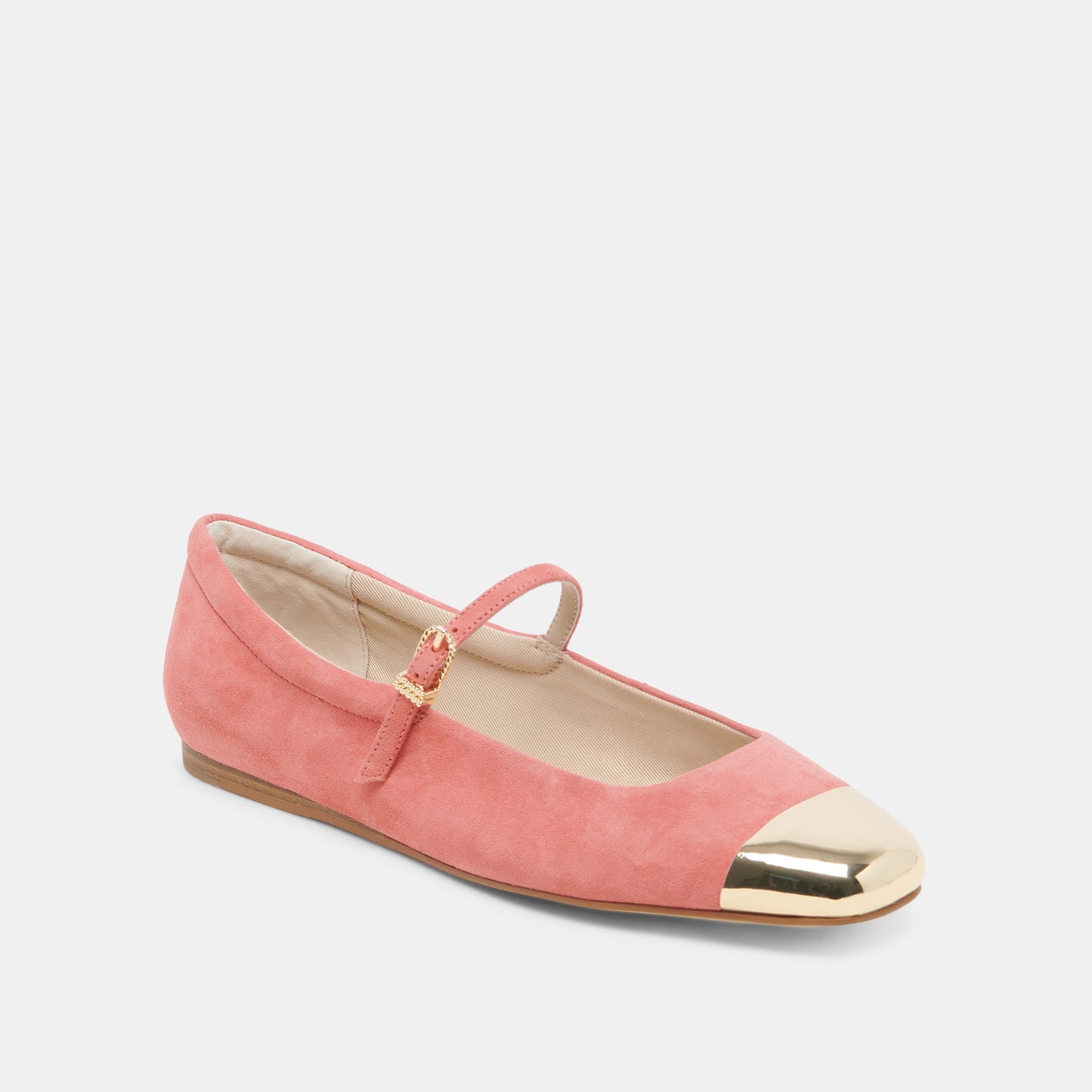 REYES TOE CAP BALLET FLATS CORAL SUEDE - Dolce Vita