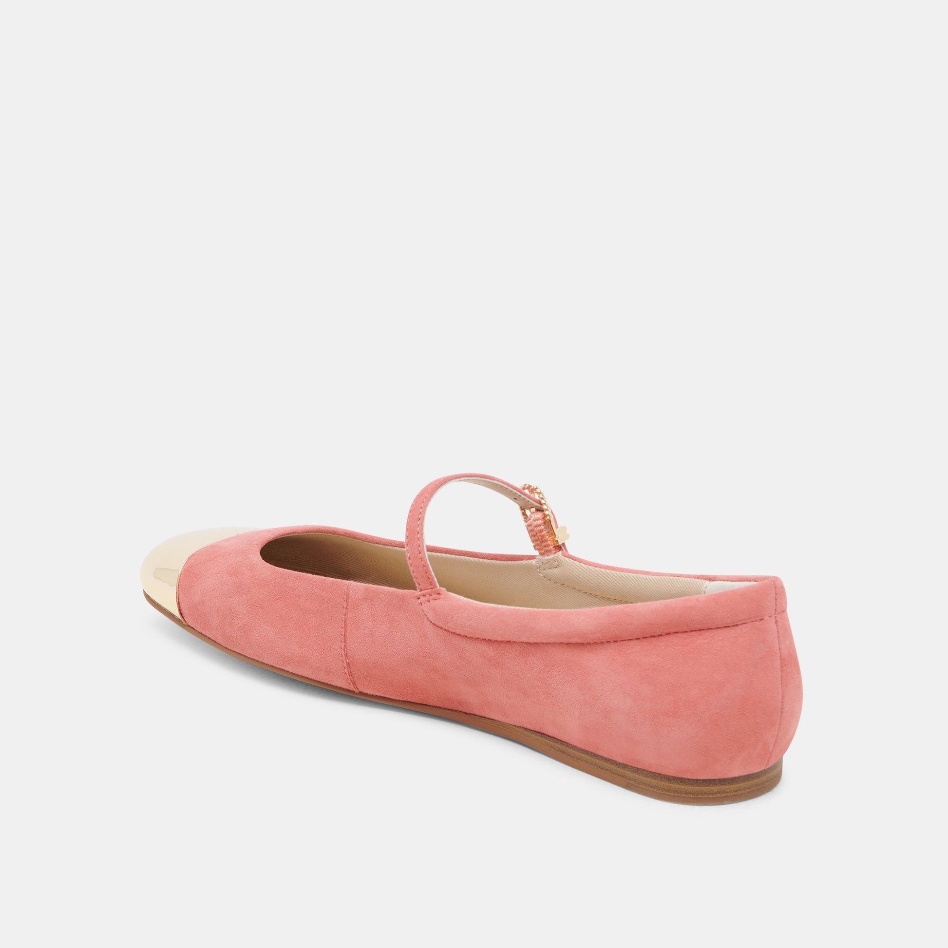REYES TOE CAP BALLET FLATS CORAL SUEDE - Dolce Vita