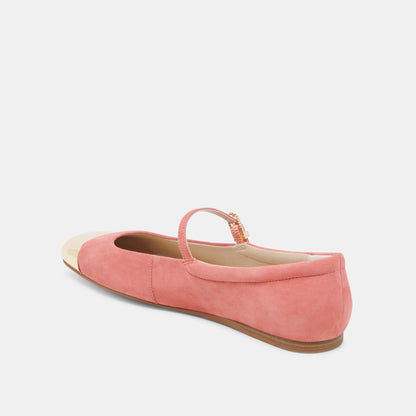 REYES TOE CAP BALLET FLATS CORAL SUEDE - Dolce Vita