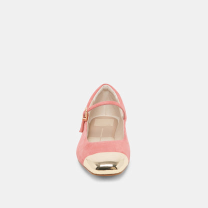 REYES TOE CAP BALLET FLATS CORAL SUEDE - Dolce Vita