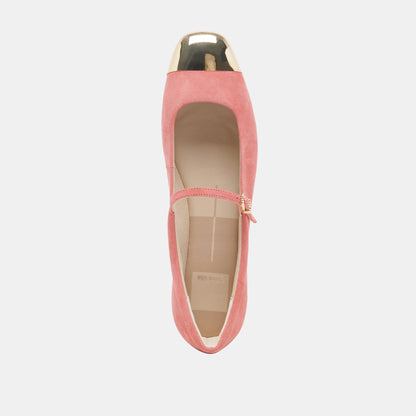 REYES TOE CAP BALLET FLATS CORAL SUEDE - Dolce Vita