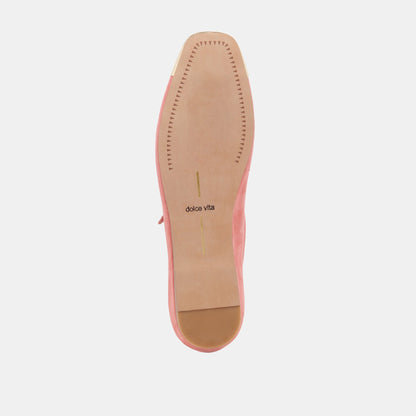 REYES TOE CAP BALLET FLATS CORAL SUEDE - Dolce Vita