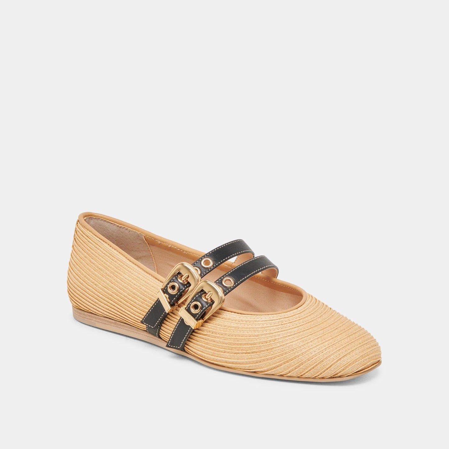 BAYLEE WIDE BALLET FLATS NATURAL RAFFIA - Dolce Vita