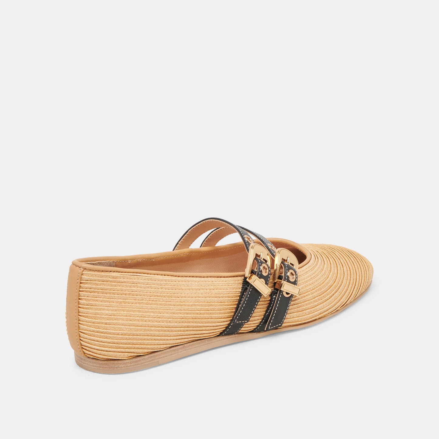 BAYLEE WIDE BALLET FLATS NATURAL RAFFIA - Dolce Vita
