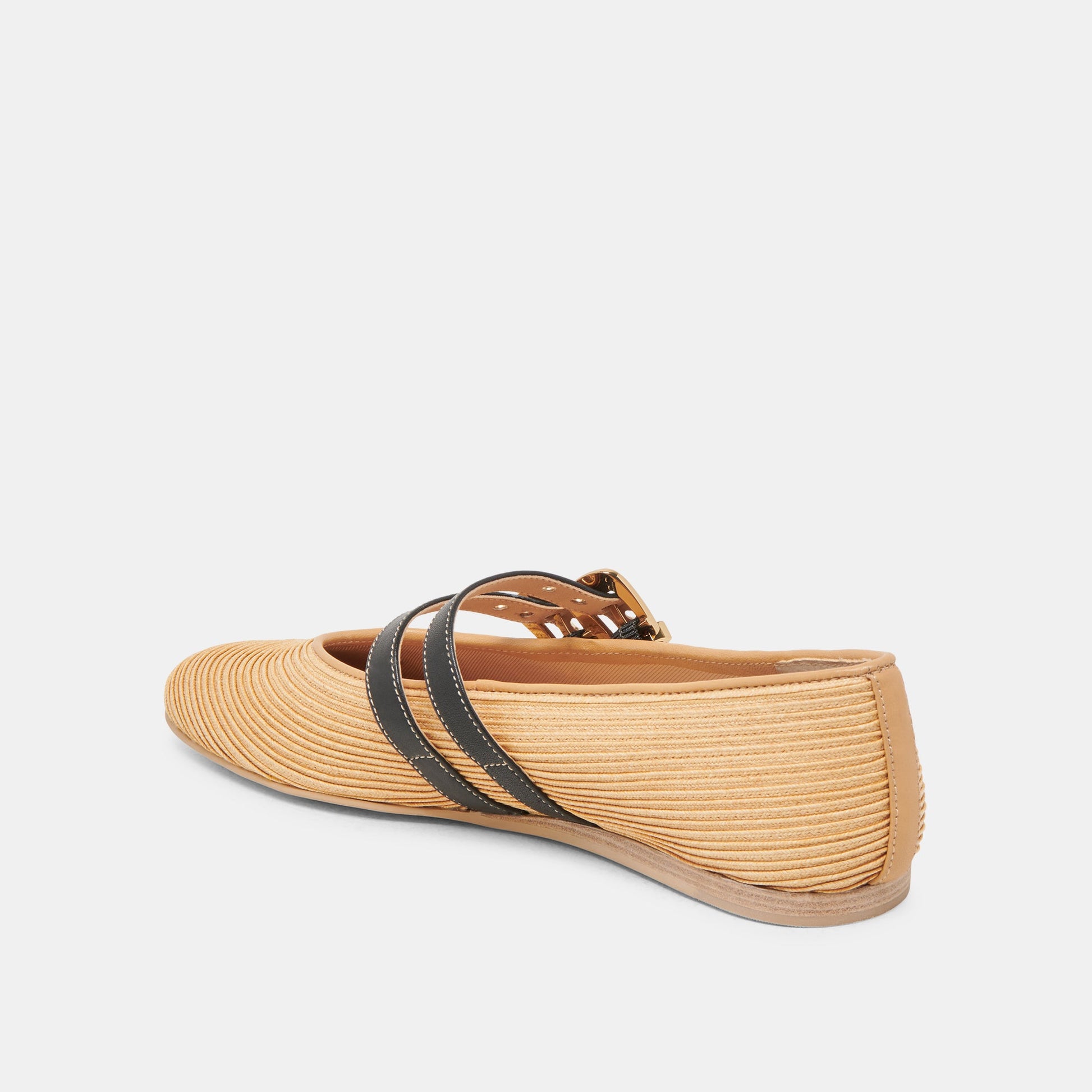 BAYLEE WIDE BALLET FLATS NATURAL RAFFIA - Dolce Vita