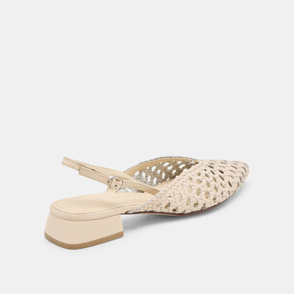Birdie Off White Woven Leather Flats - Dolce Vita