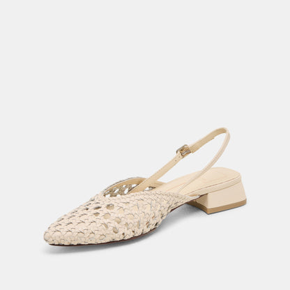 Birdie Off White Woven Leather Flats - Dolce Vita
