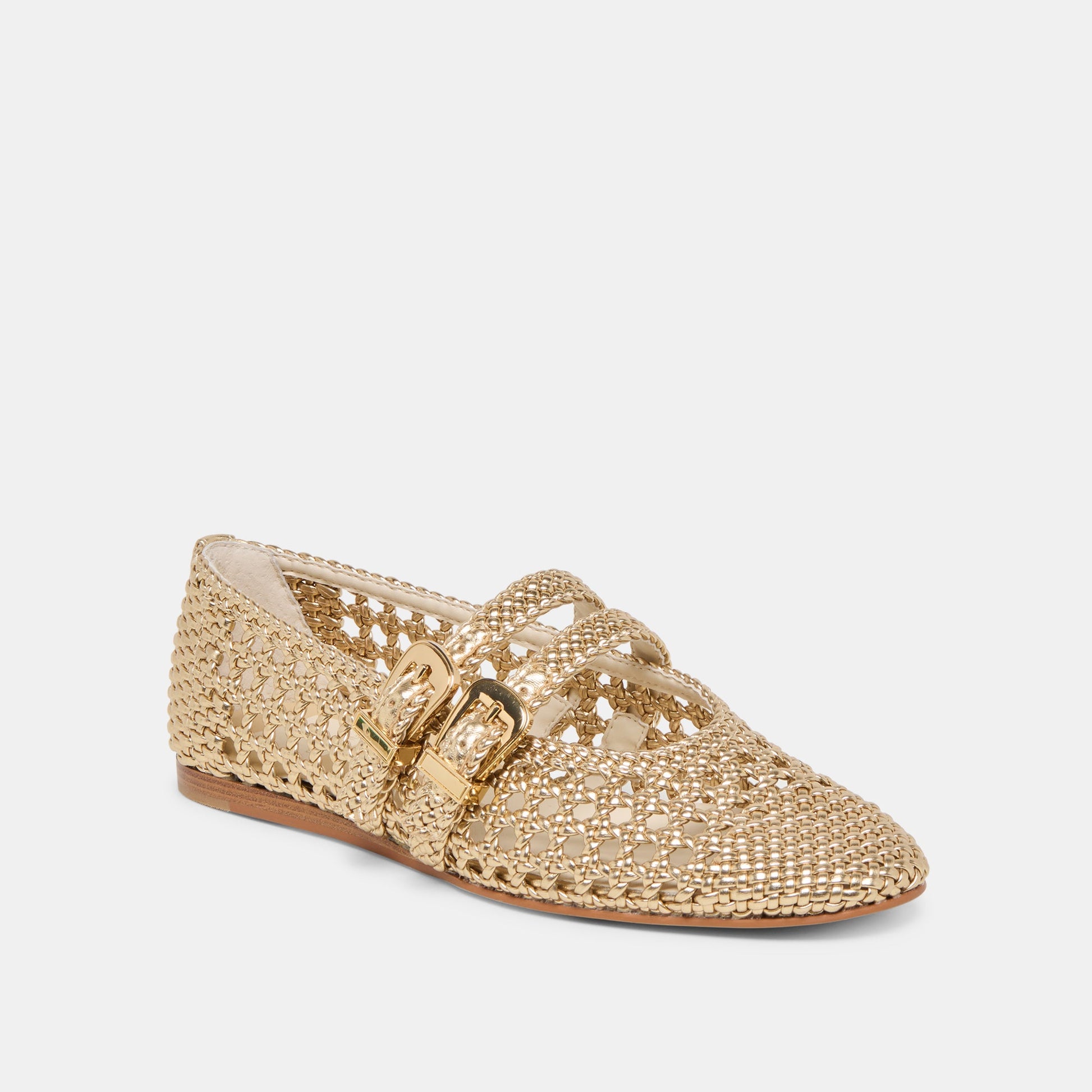 Baylee Gold Woven Stella Ballet Flats - Dolce Vita