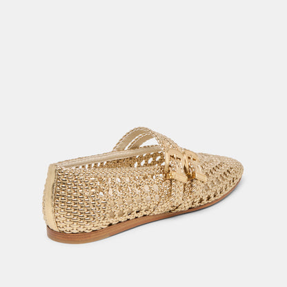 Baylee Gold Woven Stella Ballet Flats - Dolce Vita