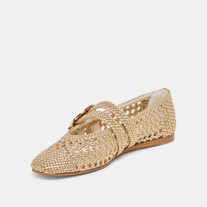 Baylee Gold Woven Stella Ballet Flats - Dolce Vita