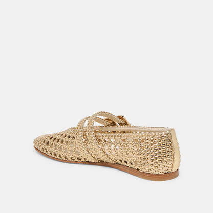 Baylee Gold Woven Stella Ballet Flats - Dolce Vita