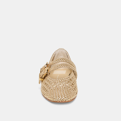 Baylee Gold Woven Stella Ballet Flats - Dolce Vita