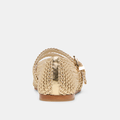 Baylee Gold Woven Stella Ballet Flats - Dolce Vita