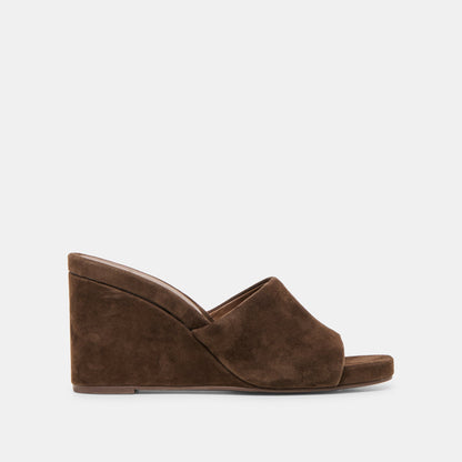 Holta Dk Brown Suede Wedges - Dolce Vita