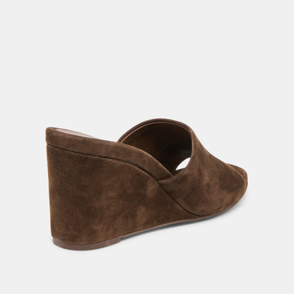 Holta Dk Brown Suede Wedges - Dolce Vita