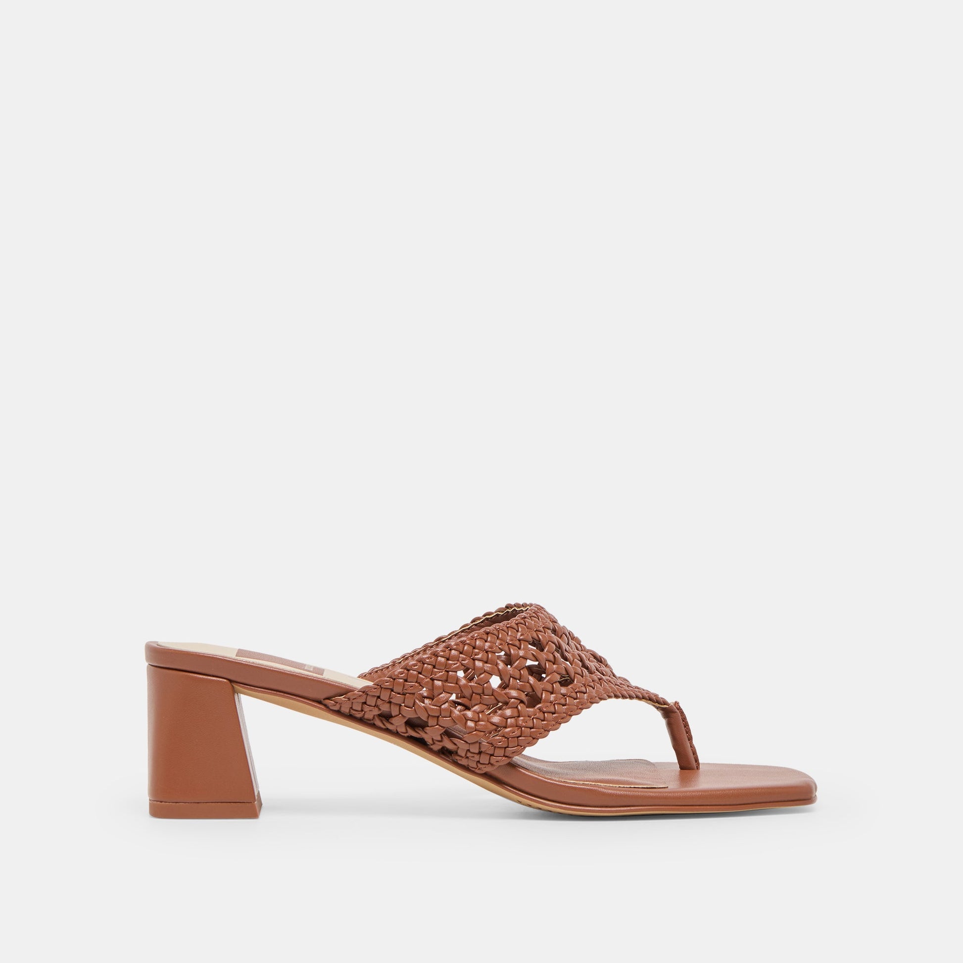 Barlo Cognac Woven Stella Heels - Dolce Vita