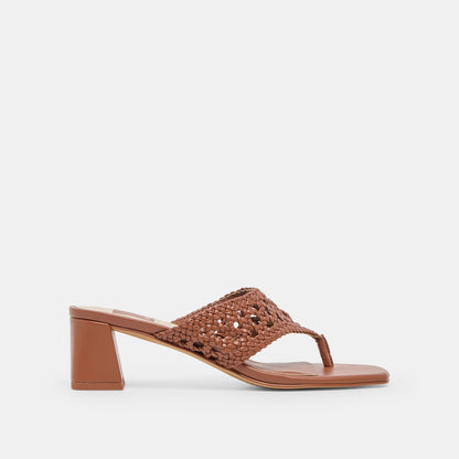 Barlo Cognac Woven Stella Heels - Dolce Vita