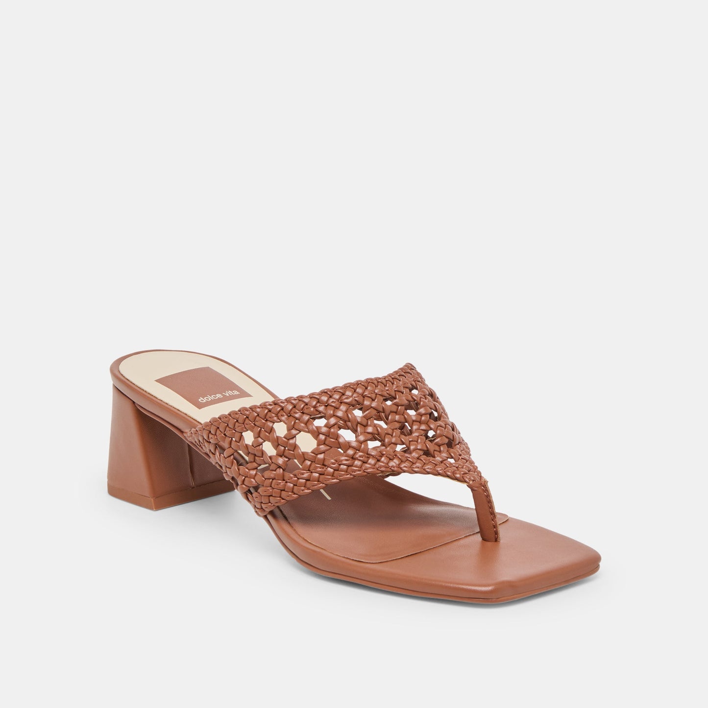 Barlo Cognac Woven Stella Heels - Dolce Vita