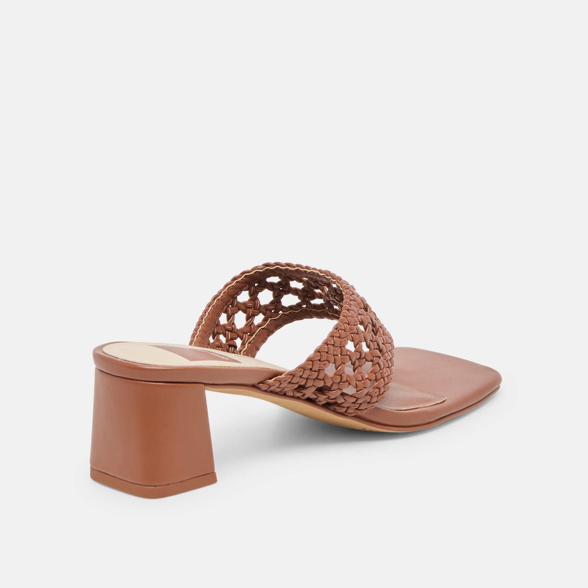Barlo Cognac Woven Stella Heels - Dolce Vita