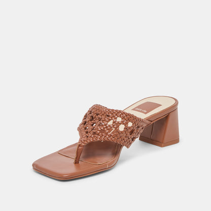 Barlo Cognac Woven Stella Heels - Dolce Vita