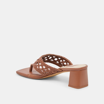 Barlo Cognac Woven Stella Heels - Dolce Vita