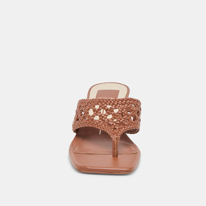 Barlo Cognac Woven Stella Heels - Dolce Vita