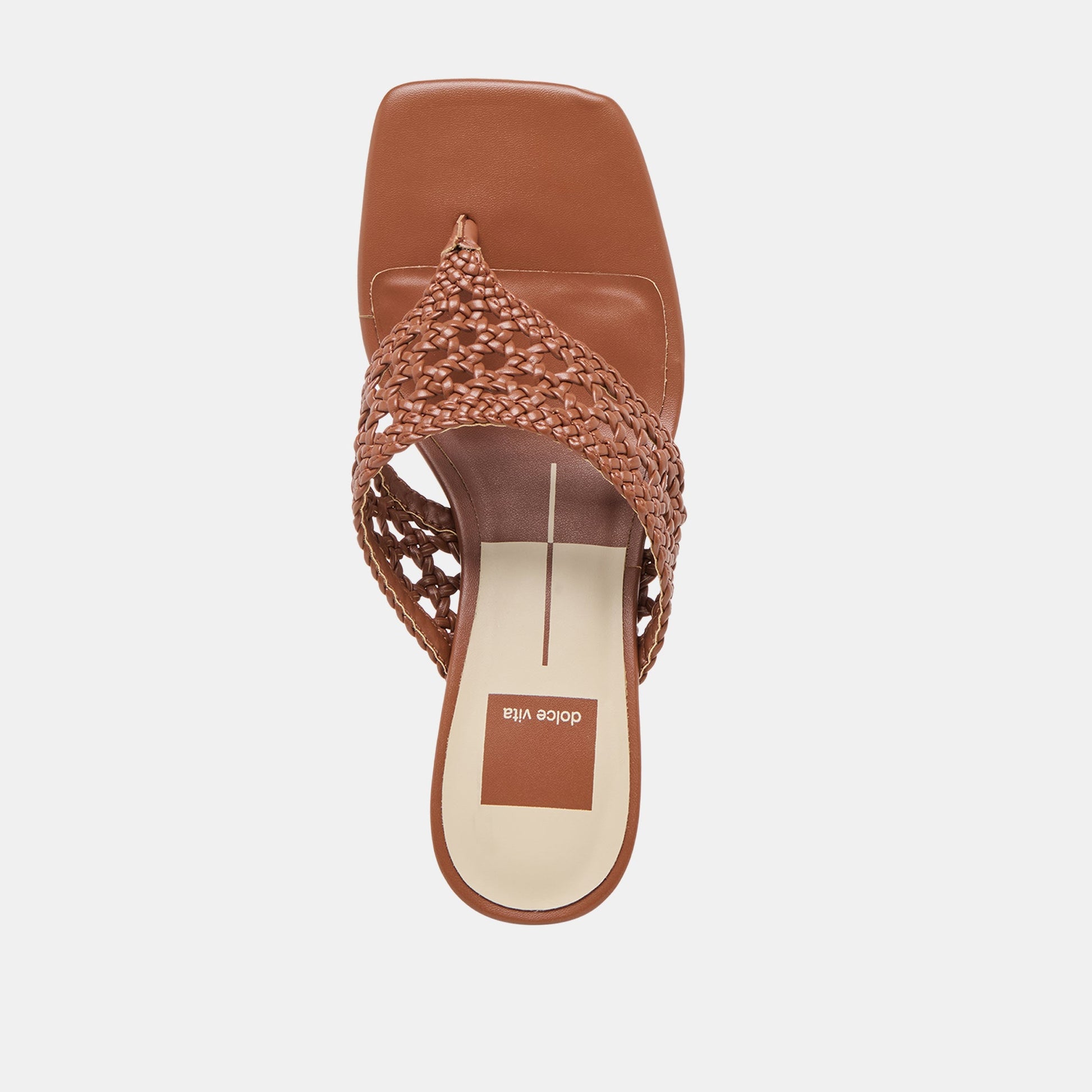 Barlo Cognac Woven Stella Heels - Dolce Vita