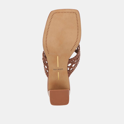 Barlo Cognac Woven Stella Heels - Dolce Vita