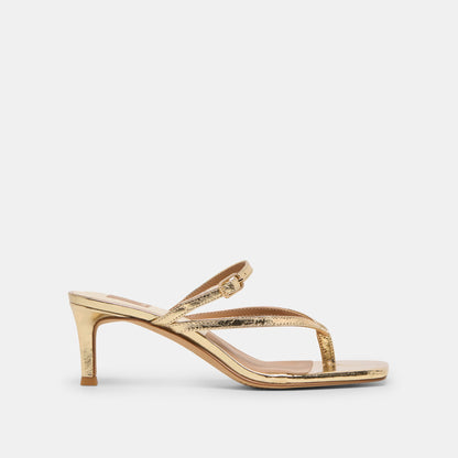 Biaga Gold Distressed Leather Heels - Dolce Vita