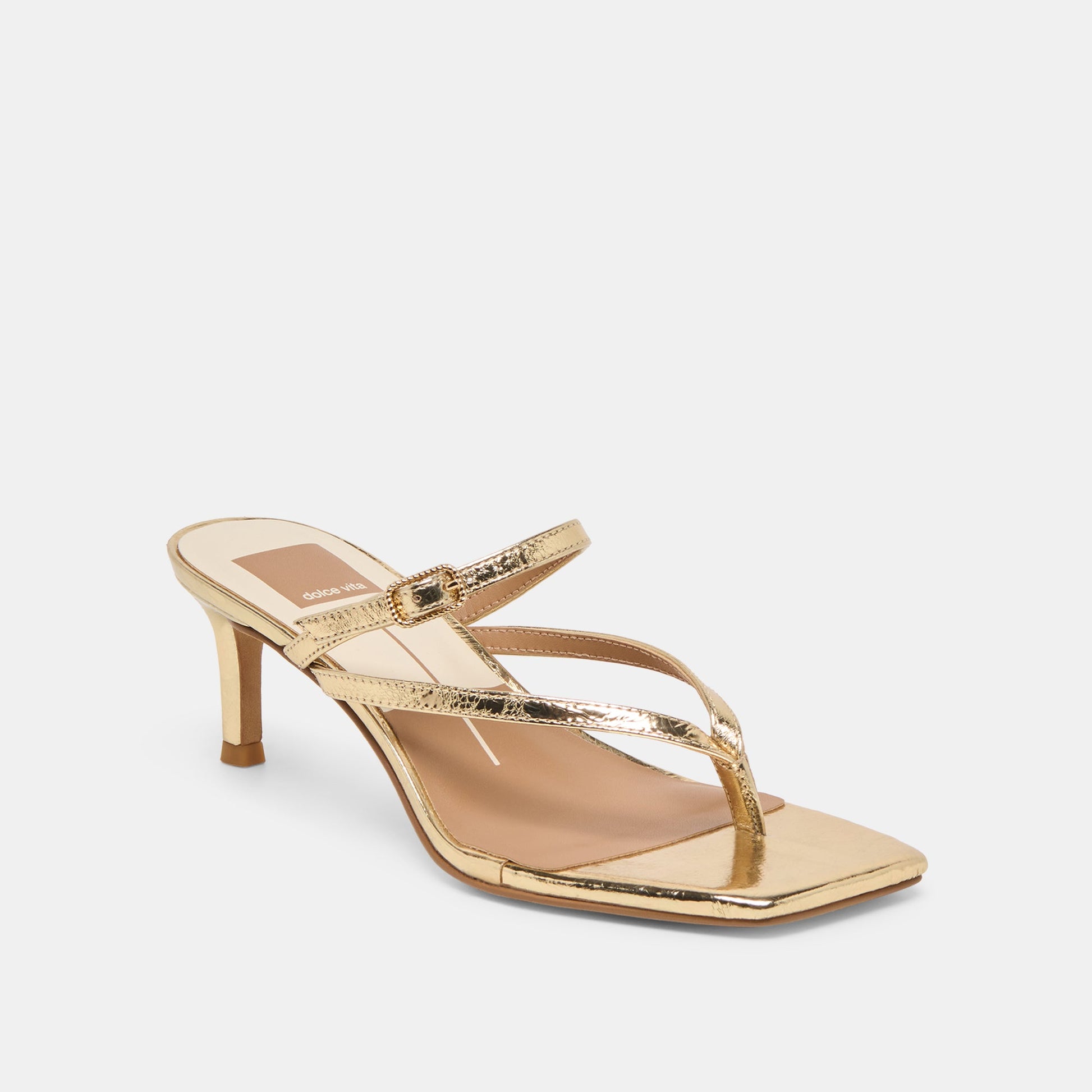 Biaga Gold Distressed Leather Heels - Dolce Vita
