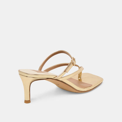 Biaga Gold Distressed Leather Heels - Dolce Vita