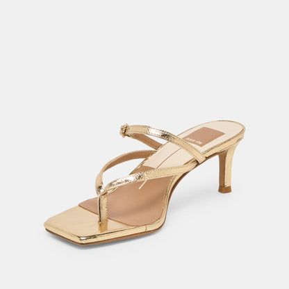 Biaga Gold Distressed Leather Heels - Dolce Vita