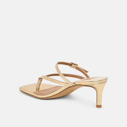 Biaga Gold Distressed Leather Heels - Dolce Vita