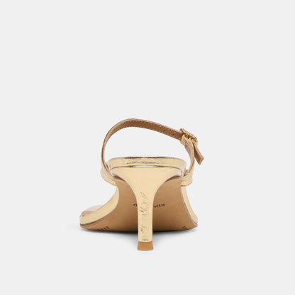 Biaga Gold Distressed Leather Heels - Dolce Vita