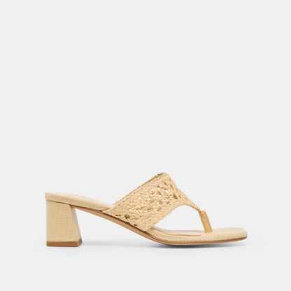 Barlo Lt Natural Woven Raffia Heels - Dolce Vita