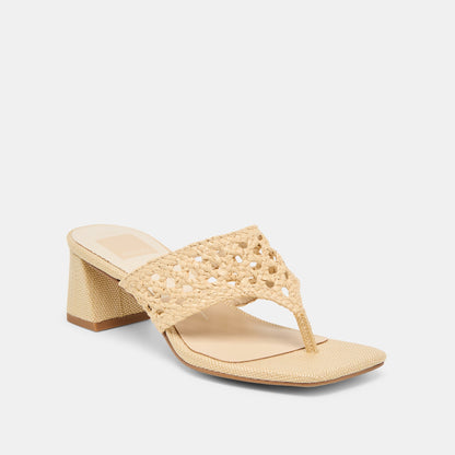 Barlo Lt Natural Woven Raffia Heels - Dolce Vita
