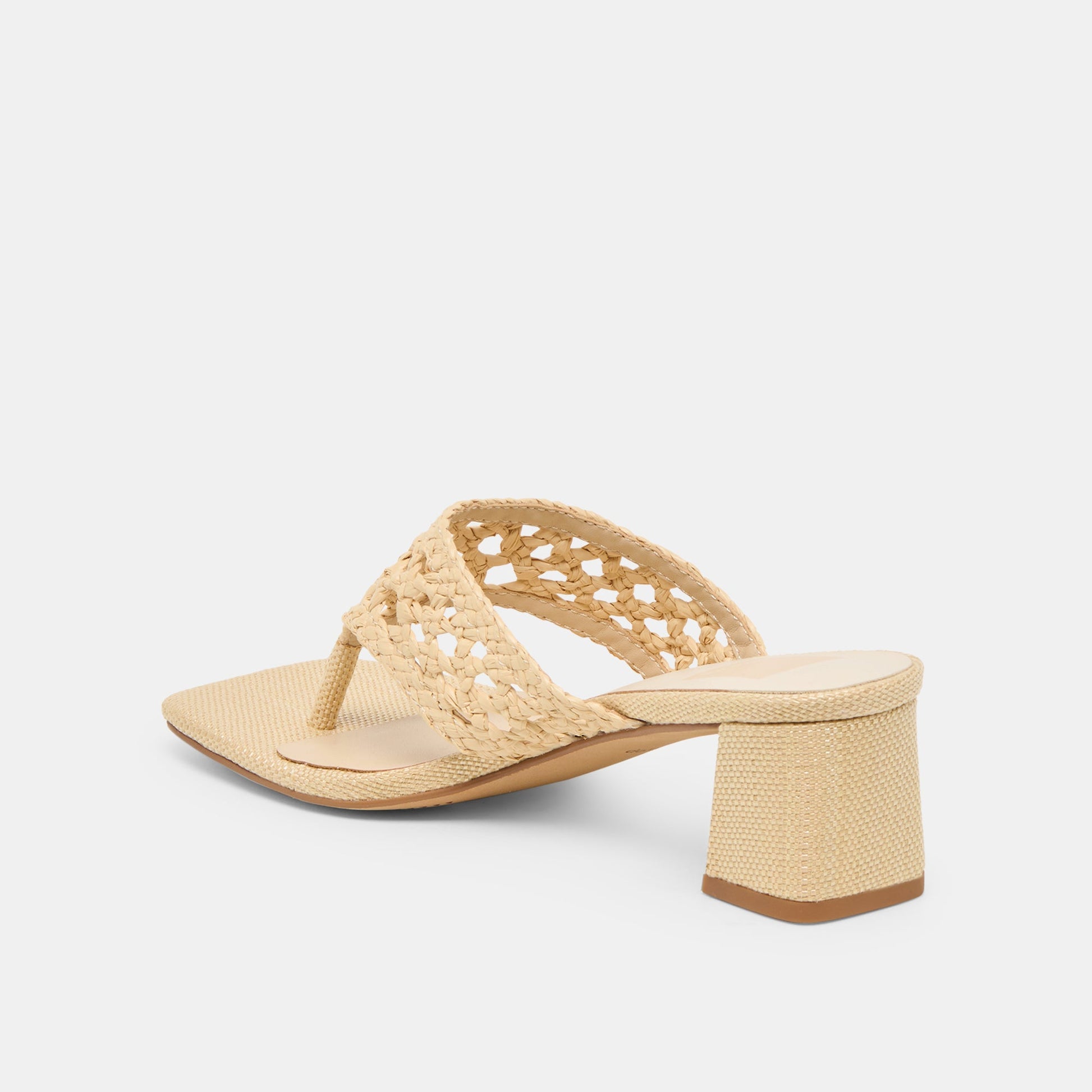 Barlo Lt Natural Woven Raffia Heels - Dolce Vita