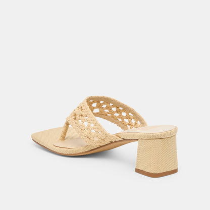 Barlo Lt Natural Woven Raffia Heels - Dolce Vita