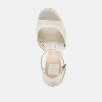 PANDRO HEELS WHITE SATIN - Dolce Vita