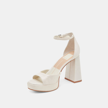 PANDRO HEELS WHITE SATIN - Dolce Vita