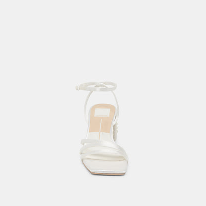 YSABEL PEARL HEELS TRUE WHITE SATIN - Dolce Vita