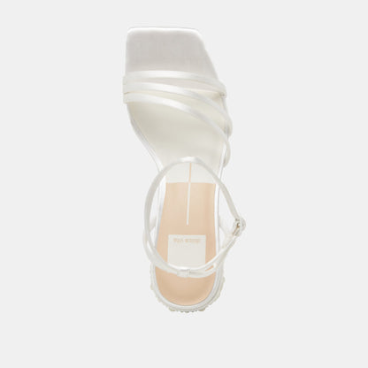 YSABEL PEARL HEELS TRUE WHITE SATIN - Dolce Vita