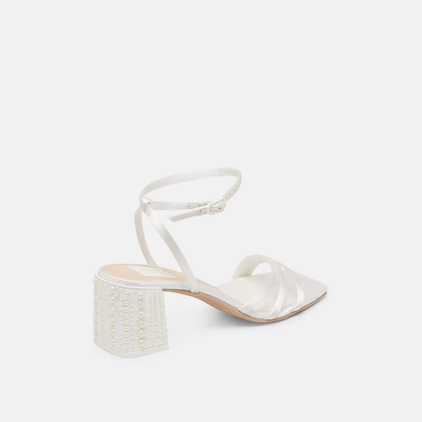 YSABEL PEARL HEELS TRUE WHITE SATIN - Dolce Vita