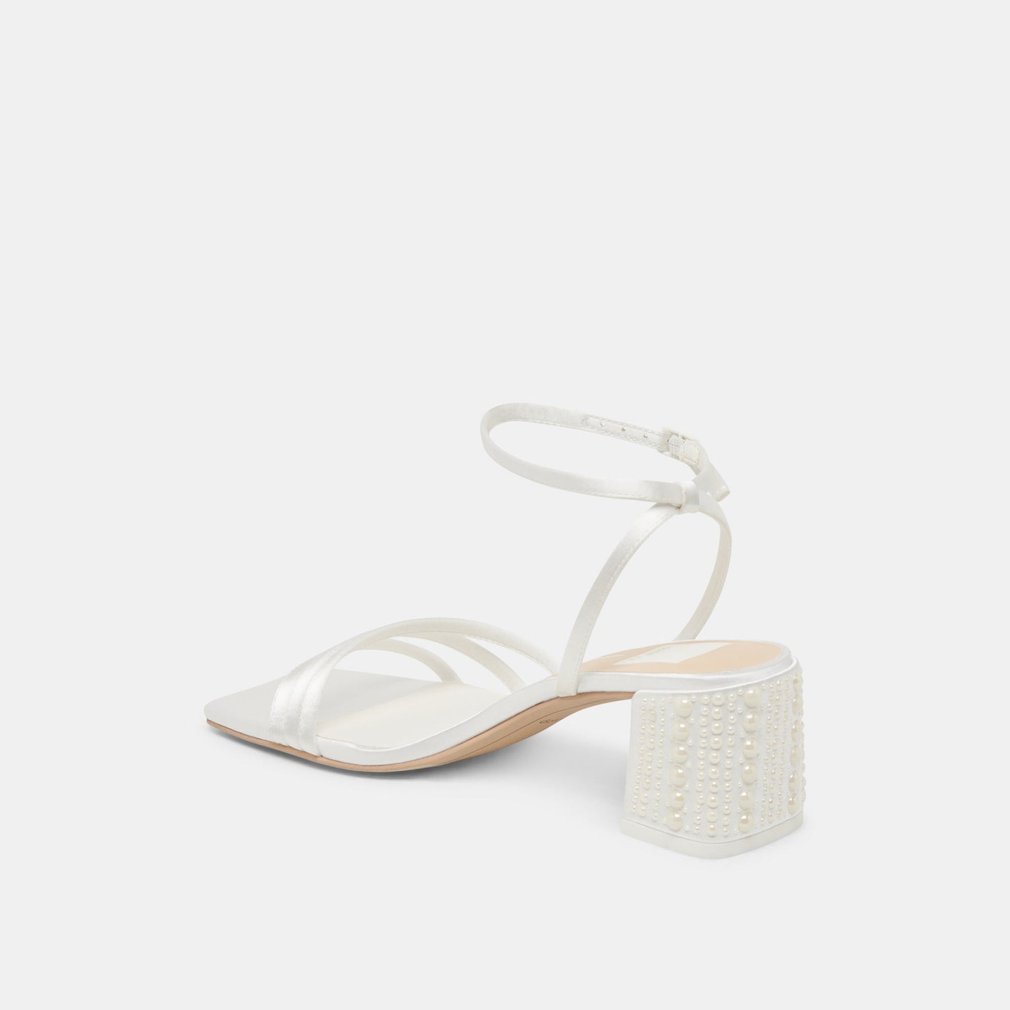 YSABEL PEARL HEELS TRUE WHITE SATIN - Dolce Vita