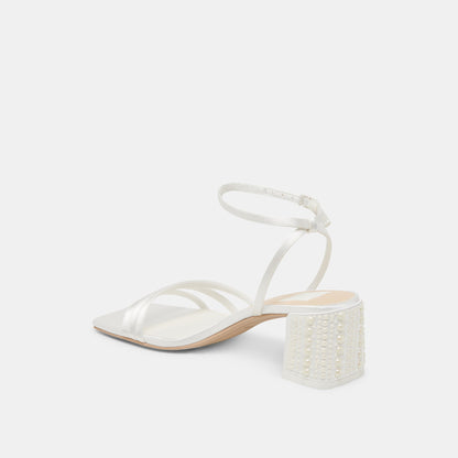 YSABEL PEARL HEELS TRUE WHITE SATIN - Dolce Vita