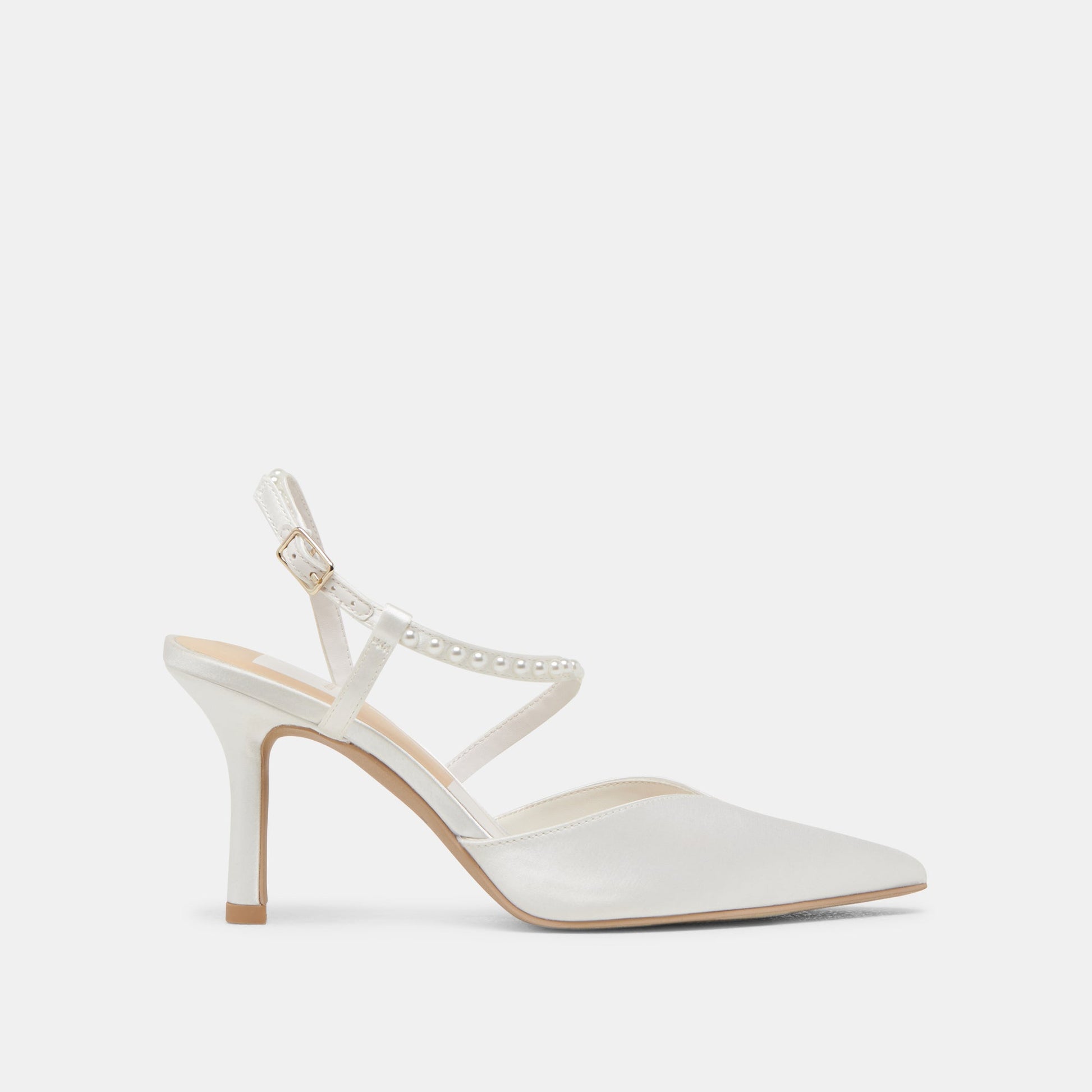 KAMRA PEARL HEELS TRUE WHITE SATIN - Dolce Vita