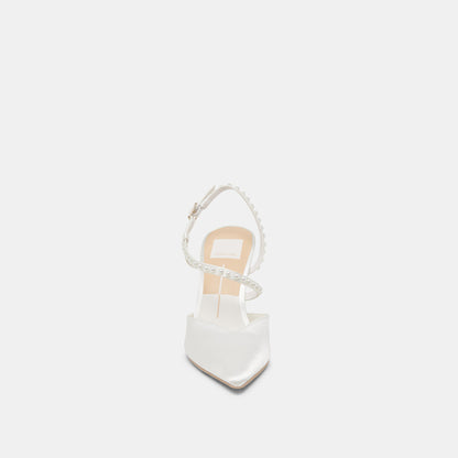 KAMRA PEARL HEELS TRUE WHITE SATIN - Dolce Vita